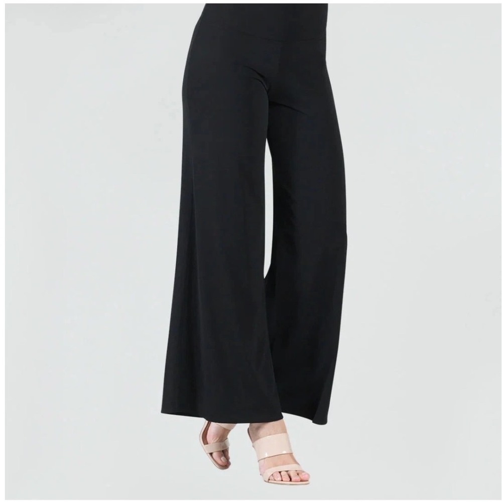 Clara Sunwoo Black Wide Leg Palazzo Pants High Waist Stretch Jersey Womens XS